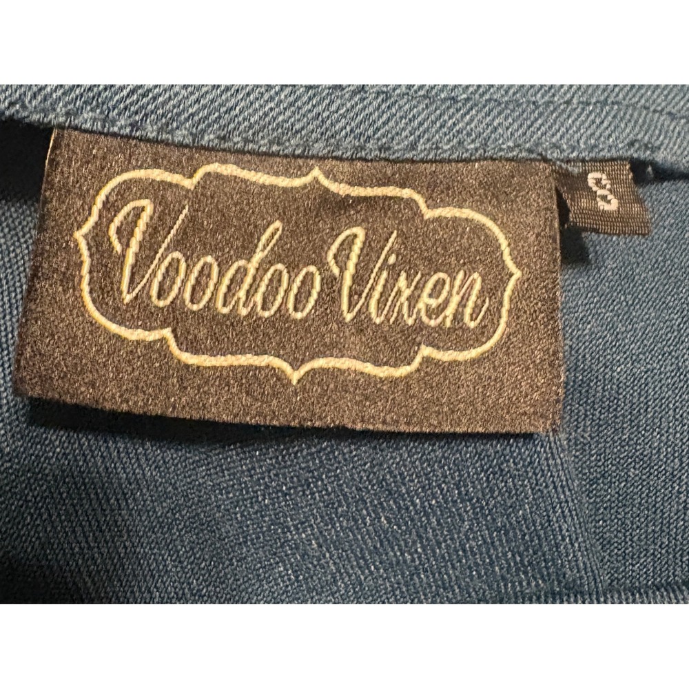 Voodoo Vixen Teal Blue Portrait Collar Wiggle Dress Vintage Style Rockabilly S - Picture 3 of 5